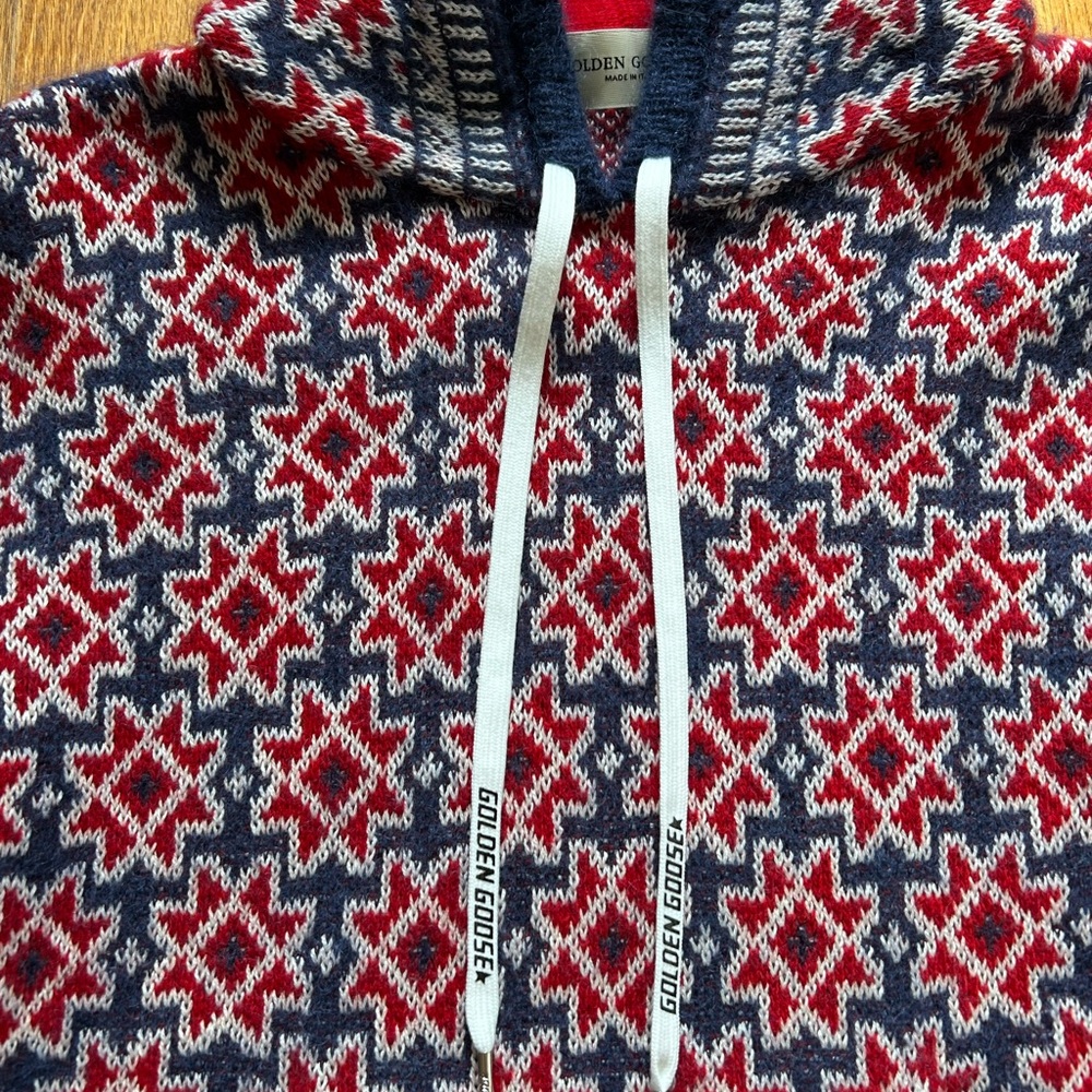 Golden Goose Red, White and Blue Wool Mohair Hooded Sweater.  Like New! - Picture 4 of 8